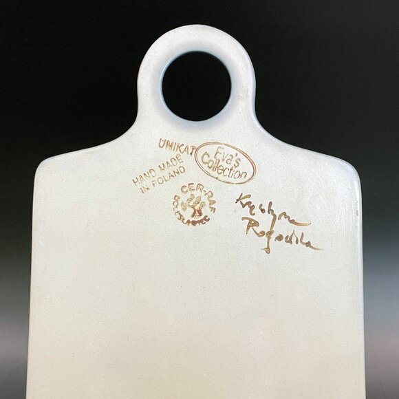 Unikat Polish Pottery Cheese Cutting Board Charcuterie Serving 11” Signed - Picture 3 of 5